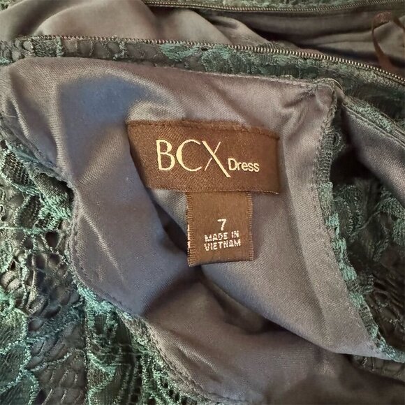 BCX Juniors Sz 7 Green A-Line Halter Lace Dress Party Cocktail Homecoming Dance - Picture 6 of 8